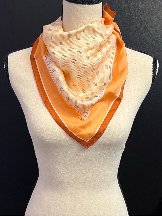 Echo Accessories - ECHO Checkered Orange Border Patterned Satin Scarf